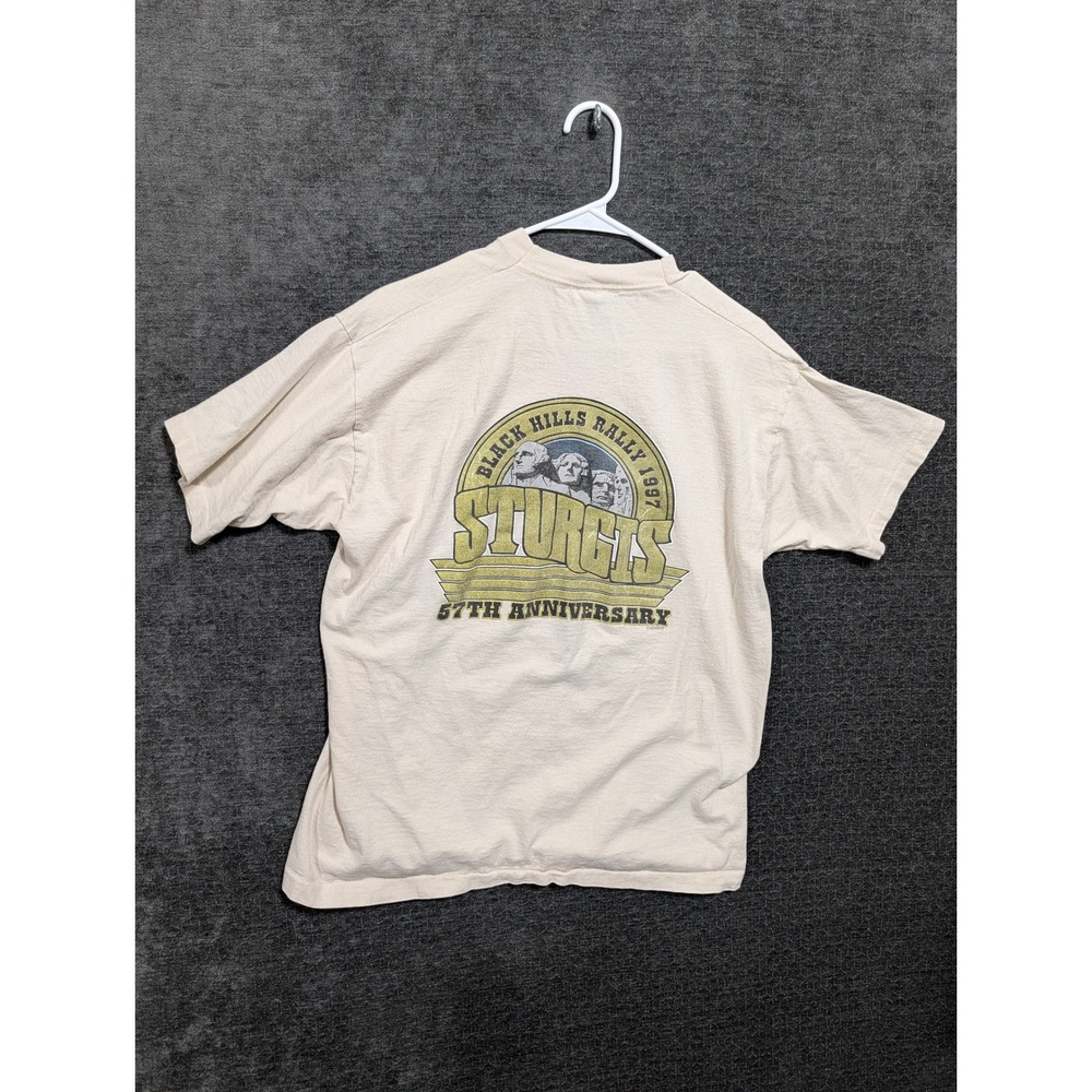 Vintage 1997 Sturgis Black Hills Rally 57th Anniversary T-Shirt Cream XL 2140